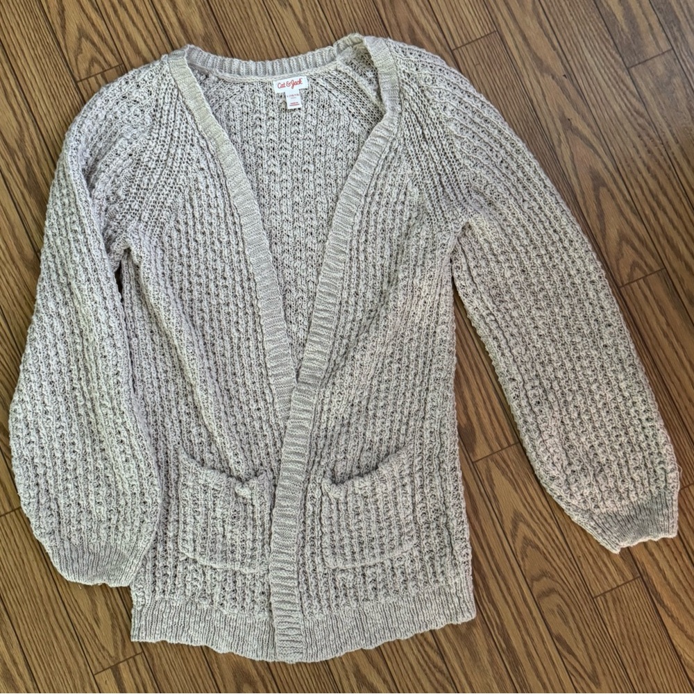 Cat & Jack Gray V-Neck Sweater with Ribbed Trim